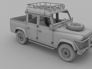 land rover defender 110 double cab pick up w inter 3D Model