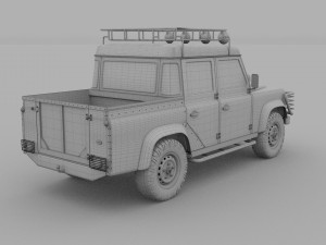 land rover defender 110 double cab pick up exterio Model 3D