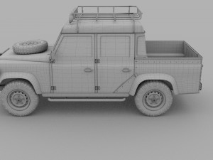land rover defender 110 double cab pick up exterio Model 3D