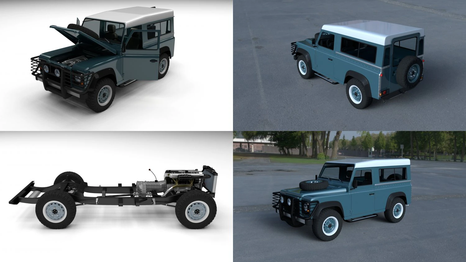 full land rover defender 90 station wagon hdri 3D Model .c4d .max .obj .3ds .fbx .stl .blend