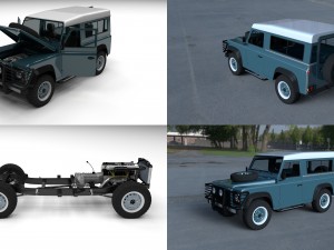 full land rover defender 90 station wagon hdri Modelo 3D