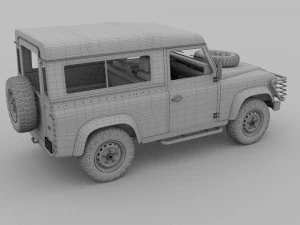 land rover defender 90 station wagon w interior hd 3D Model
