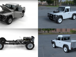 full land rover defender 90 pick up hdri 3D मॉडल