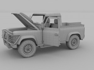 full land rover defender 90 pick up hdri 3D मॉडल