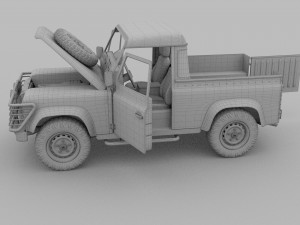 full land rover defender 90 pick up hdri 3D मॉडल