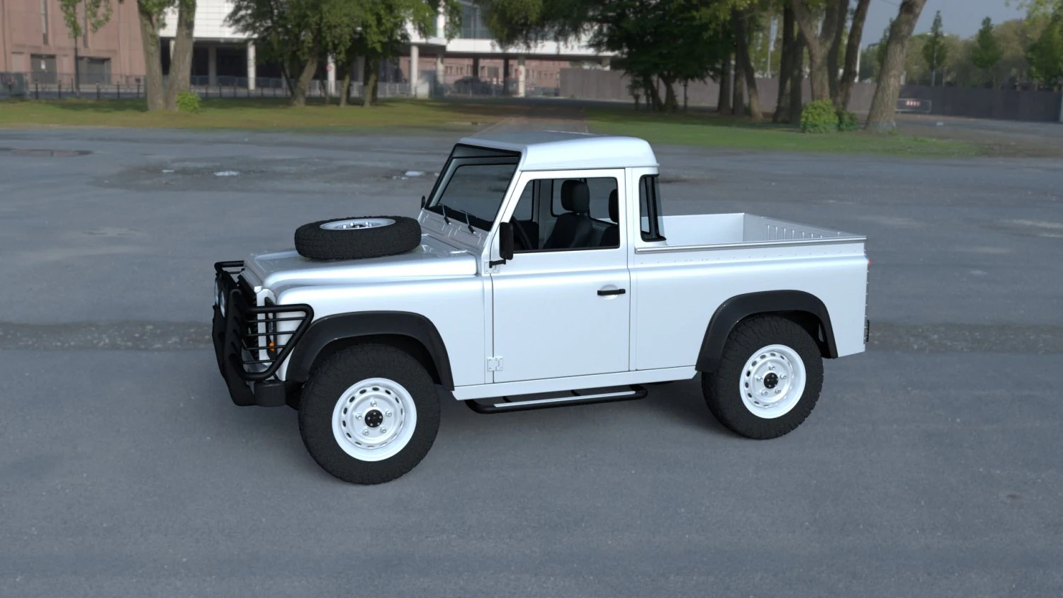 land rover defender 90 pick up w interior hdri 3D Model .c4d .max .obj .3ds .fbx .stl .blend 
