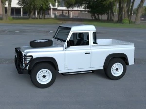 Land Rover Defender 90 pick up con interni HDRI Modello 3D
