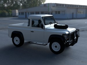 land rover defender 90 pick up w interior hdri Modelo 3D