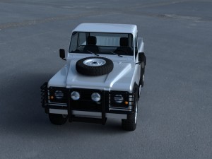 land rover defender 90 pick up w interior hdri Modelo 3D