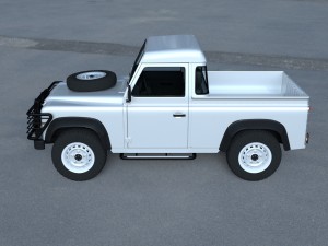 land rover defender 90 pick up w interior hdri Modelo 3D