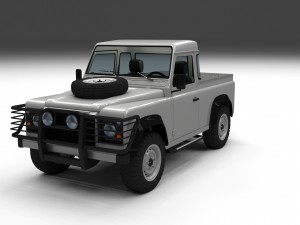 land rover defender 90 pick up w interior hdri Modelo 3D