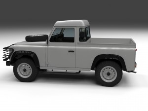 land rover defender 90 pick up w interior hdri Modelo 3D