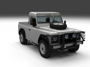 land rover defender 90 pick up w interior hdri Modelo 3D