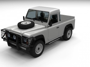 land rover defender 90 pick up w interior hdri Modelo 3D