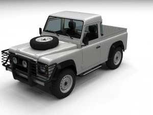land rover defender 90 pick up w interior hdri 3D Model