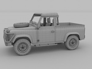 land rover defender 90 pick up w interior hdri Modelo 3D