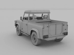 land rover defender 90 pick up w interior hdri 3D Model