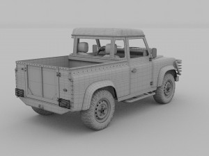 land rover defender 90 pick up w interior hdri Modelo 3D