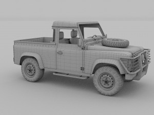 land rover defender 90 pick up w interior hdri Modelo 3D