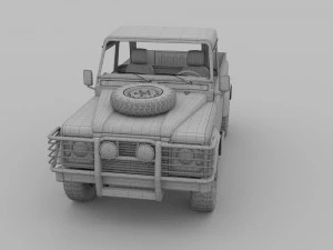land rover defender 90 pick up w interior hdri 3D Model