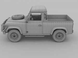 land rover defender 90 pick up w interior hdri Modelo 3D
