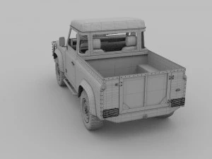 land rover defender 90 pick up w interior hdri 3D Model