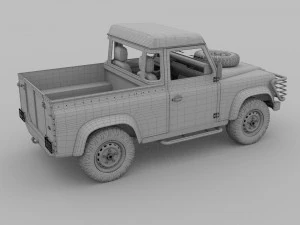 land rover defender 90 pick up w interior hdri 3D Model