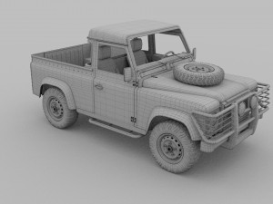 land rover defender 90 pick up w interior hdri Modelo 3D