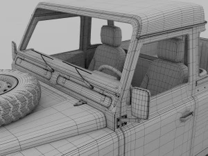 land rover defender 90 pick up w interior hdri 3D Model