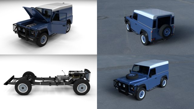 full land rover defender 90 hard top hdri 3D Модель .c4d .max .obj .3ds .fbx .stl .blend 