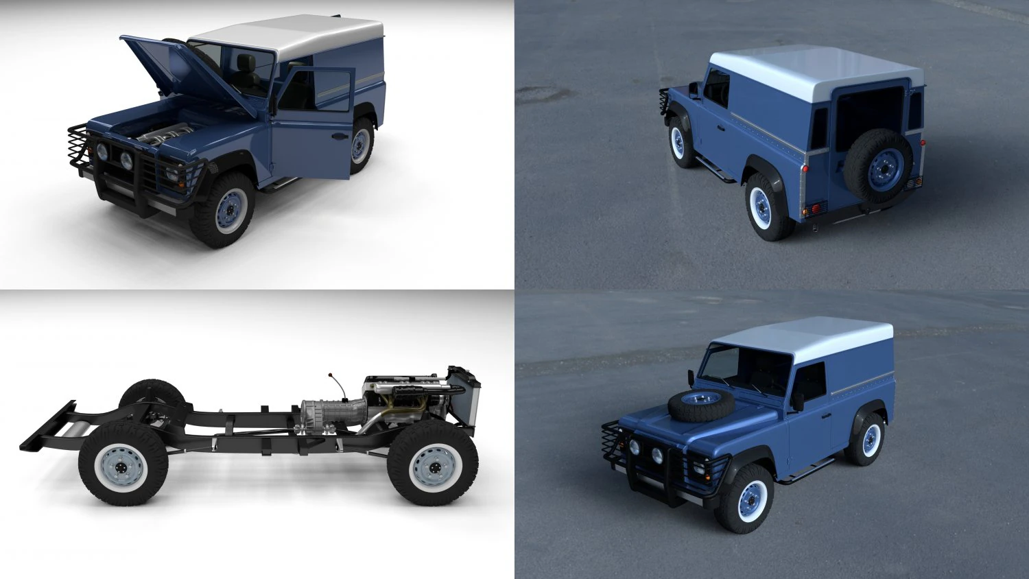 full land rover defender 90 hard top hdri 3D Model .c4d .max .obj .3ds .fbx .stl .blend