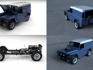 Повний Land Rover Defender 90 Hard Top hdri 3D Модель