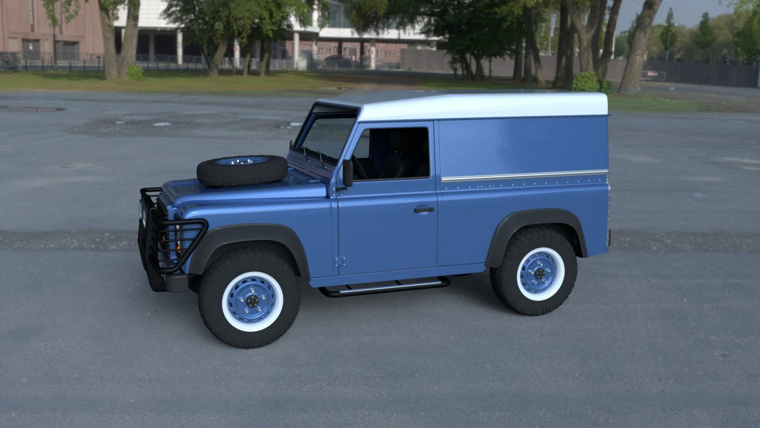 land rover defender 90 hard top w interior hdri 3D Model .c4d .max .obj .3ds .fbx .stl .blend 
