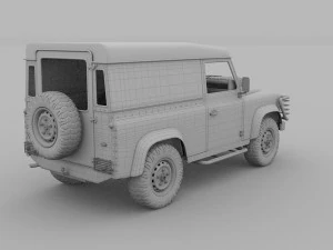 land rover defender 90 hard top w interior hdri 3D Model