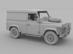 land rover defender 90 hard top w interior hdri 3D Model