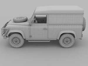 land rover defender 90 hard top w interior hdri 3D Model