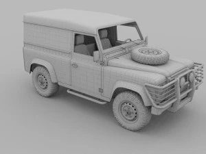land rover defender 90 hard top w interior hdri 3D Model