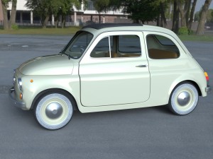 fiat 500d nuova 1960 with interior hdri 3D Model