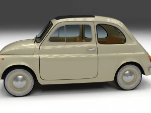 fiat 500d nuova 1960 with interior hdri 3D Model