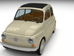 fiat 500d nuova 1960 with interior hdri 3Dモデル