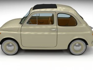 fiat 500d nuova 1960 with interior hdri 3D Model