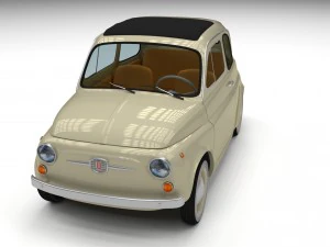 fiat 500d nuova 1960 with interior hdri 3D Model