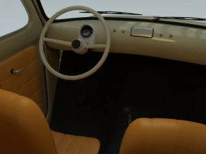 fiat 500d nuova 1960 with interior hdri 3D Model