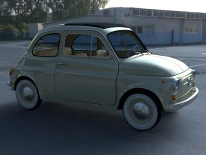 fiat 500d nuova 1960 with interior hdri 3D Model