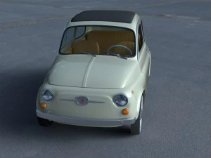 fiat 500d nuova 1960 with interior hdri 3D Model