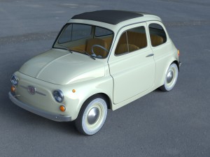 fiat 500d nuova 1960 with interior hdri 3Dモデル