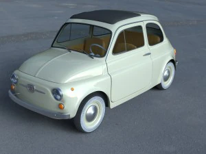 fiat 500d nuova 1960 with interior hdri 3D Model