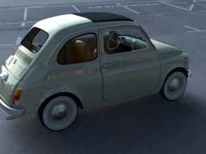 fiat 500d nuova 1960 with interior hdri 3D Model