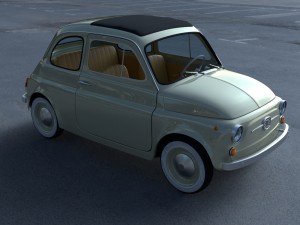 fiat 500d nuova 1960 with interior hdri 3Dモデル