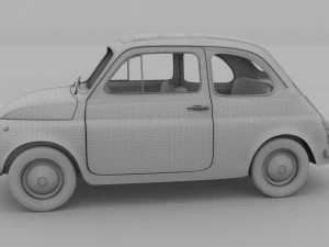 fiat 500d nuova 1960 with interior hdri 3D Model